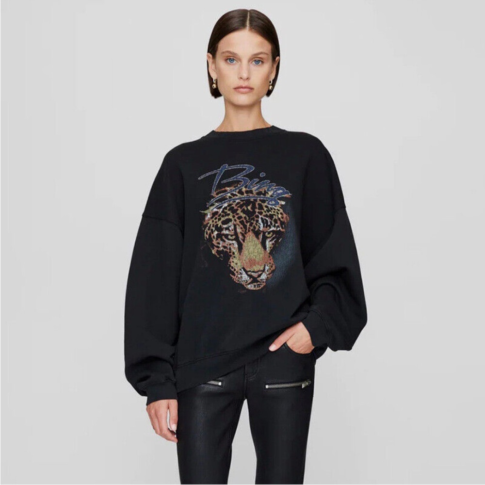 Anine Bing Harvey Leopard Sweatshirt